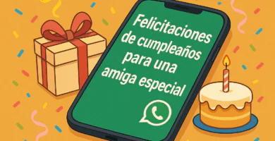Ilustración digital de una tarjeta de cumpleaños para una amiga especial con el texto “Feliz cumpleaños” en español, globos y colores pastel.