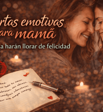 Imagen de portada con madre e hija abrazadas, cuaderno con carta escrita a mano y rosa roja para artículo sobre cartas emotivas para mamá