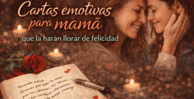 Imagen de portada con madre e hija abrazadas, cuaderno con carta escrita a mano y rosa roja para artículo sobre cartas emotivas para mamá