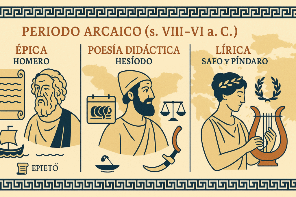 Periodo-arcaico-s.-VIII–VI-a.-C-1024x683 Literatura griega: autores y obras fundamentales de la Antigüedad clásica