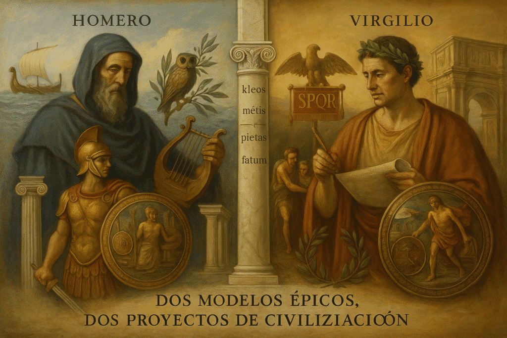 Homero ↔ Virgilio: dos modelos épicos, dos proyectos de civilización
