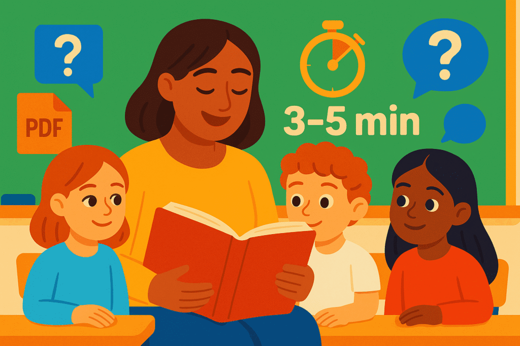 Aquí tienes una selección lista para usar en aula o en casa: lecturas de 3–5 minutos con grado sugerido, valor y 3 preguntas (literal, inferencial y de opinión).