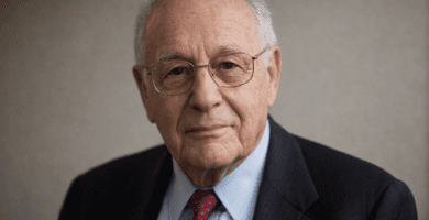 Retrato ilustrativo de Norman Podhoretz, histórico editor de Commentary.