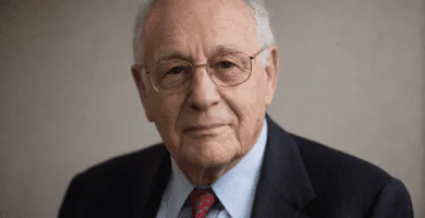 Retrato ilustrativo de Norman Podhoretz, histórico editor de Commentary.