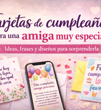 Tarjetas de cumpleaños para una amiga muy especial con diseños florales, versión para WhatsApp y tarjeta divertida de felicitación.