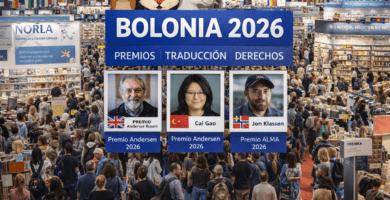 Imagen editorial sobre Bolonia 2026, con foco en premios, traducción y derechos del libro infantil