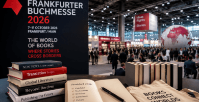 Feria del Libro de Frankfurt 2026 con libros, editores y escenario internacional.