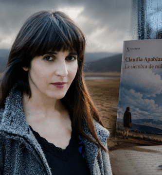 Retrato editorial inspirado en Claudia Apablaza junto a lluvia, sequía y La siembra de nubes.