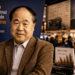Mo Yan en la Feria del Libro de Buenos Aires, junto a libros y homenaje a Borges.