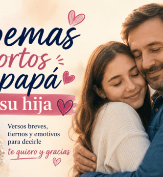 Padre abrazando a su hija con diseño cálido de poemas cortos para papá
