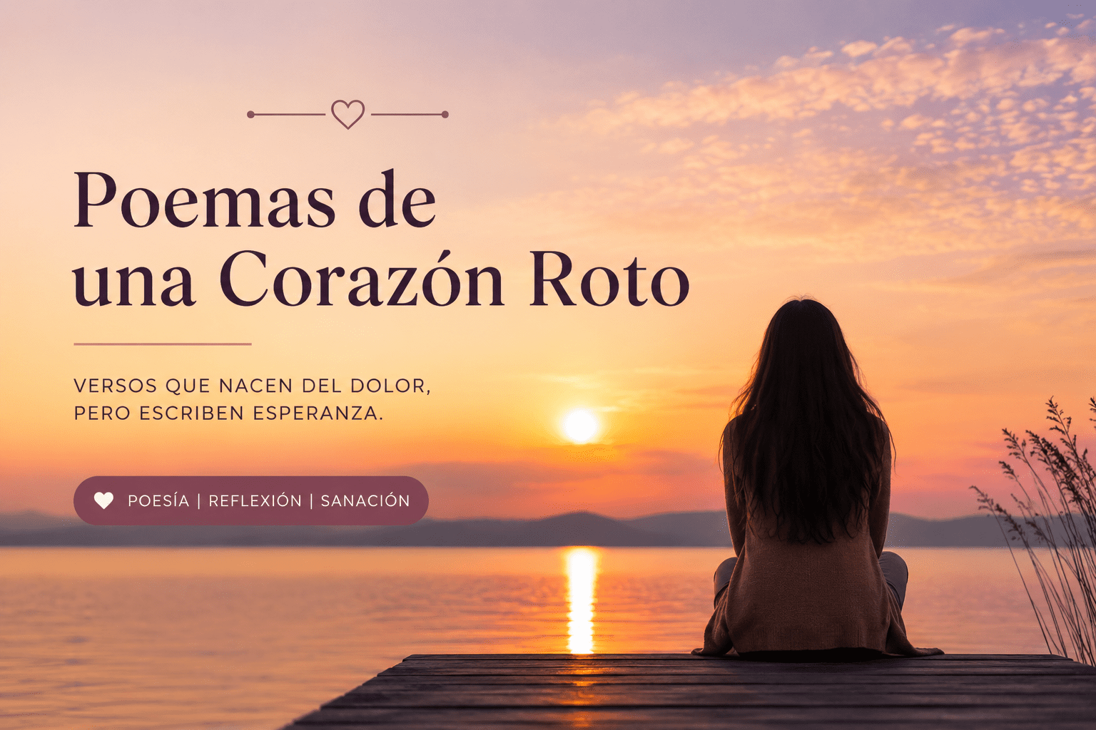 Persona contemplando el atardecer junto al agua, imagen de consuelo y esperanza para poemas cristianos para papá fallecido.