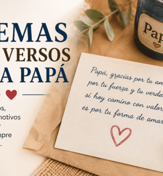 Imagen destacada con nota escrita para papá y el título “Poemas de 4 versos para papá”