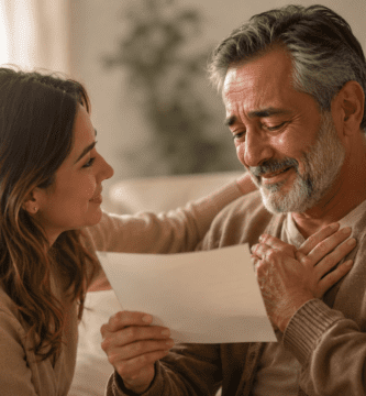 Hija entrega un poema emotivo a su papá mientras él se conmueve hasta las lágrimas.