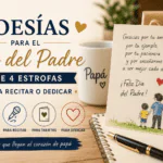 Tarjeta, regalo y cuaderno con poesía de 4 estrofas para el Día del Padre, ideal para recitar o dedicar a papá.