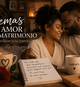 Pareja abrazada en casa con ambiente romántico, velas y carta de amor, representando poemas de amor para matrimonio.