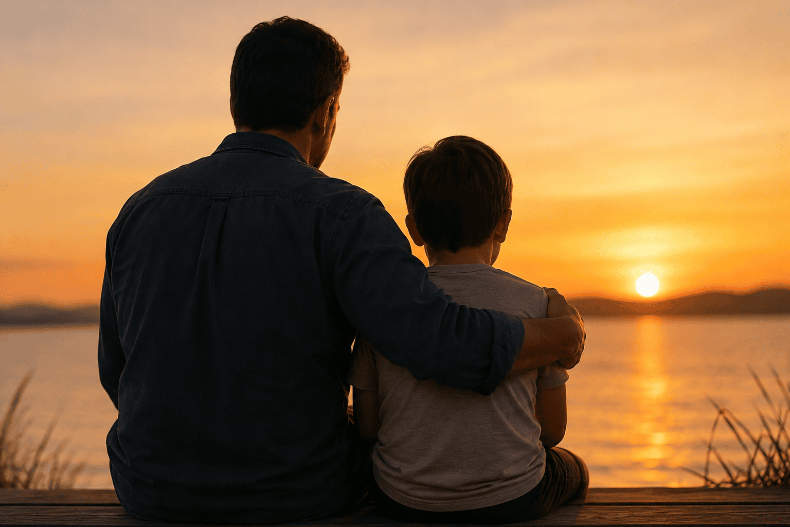 Padre e hijo compartiendo un momento de gratitud