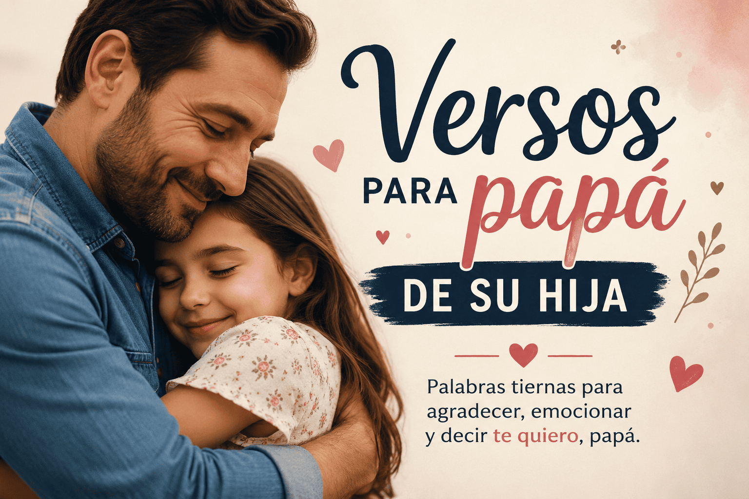 Padre abrazando a su hija con ternura en una imagen cálida sobre versos para papá de su hija