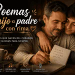 Padre y hijo adulto compartiendo un momento emotivo mientras escriben juntos en un cuaderno