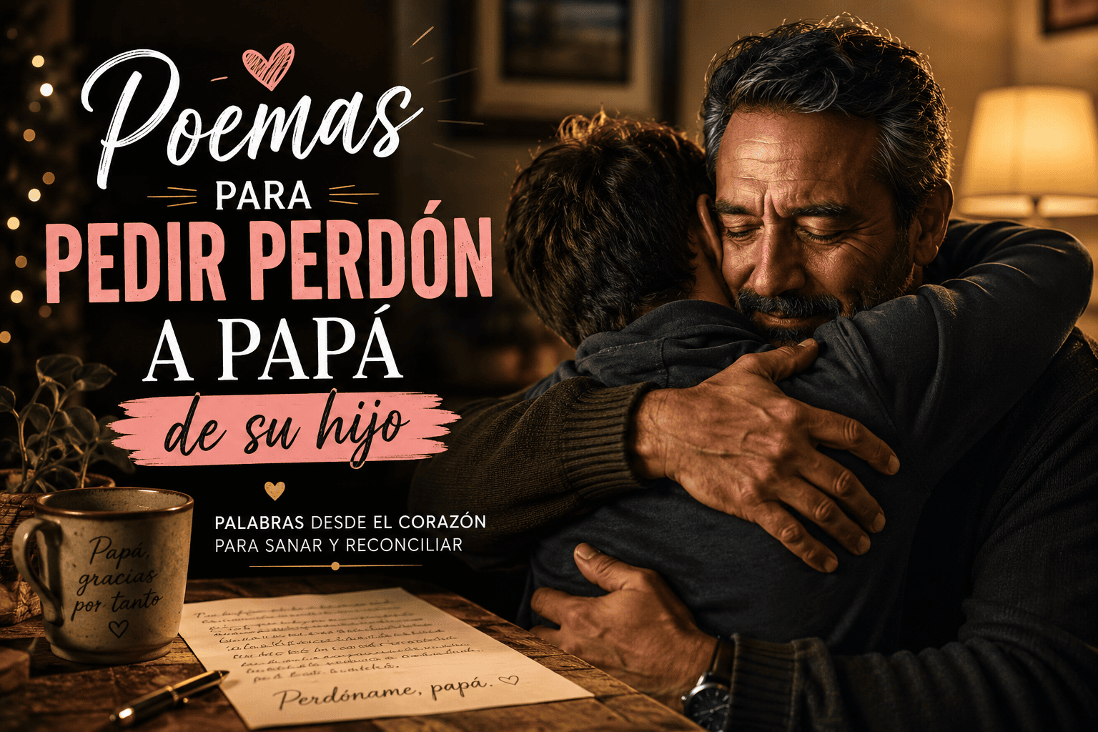 Padre abrazando a su hijo en un momento de reconciliación y perdón